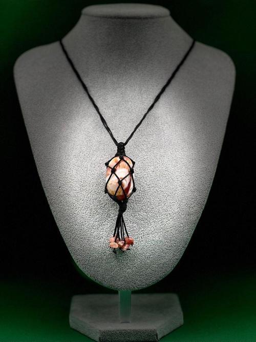 Sertifikalı Akik Doğal Taş Tasarım Kolye El Yapımı Örgü Model Aaa Kalite