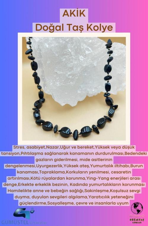 Sertifikalı Akik Doğal Taş Tasarım Kolye