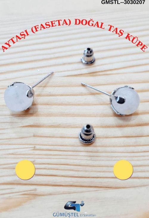 Sertifikalı Aytaşı (FASETA) Doğal Taş Top Küpe Orijinal Doğal Taş Sürpriz