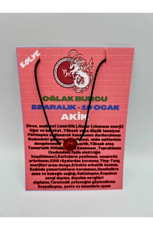Sertifikalı Oğlak Burcu Turuncu Akik Taşı Doğal Taş Kolye