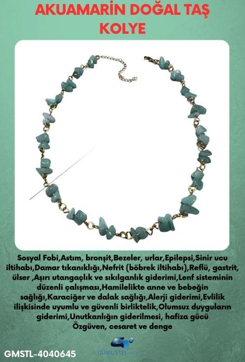 Sertifikalı Akuamarin Doğal Taş Özel Tasarım Kolye