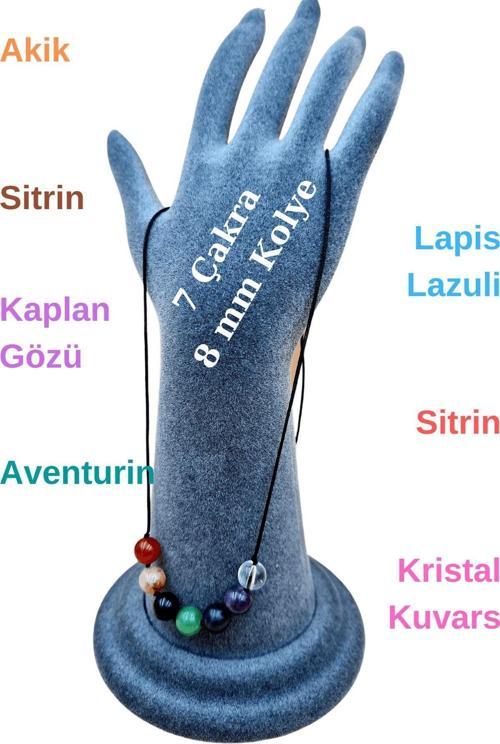 Sertifikalı Doğal 7 Çakra Tasarım Kolye Doğal Taş 8 Mm