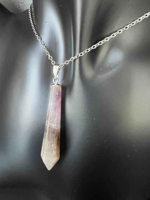 Sertifikalı Ametist Doğal Taş Pandül Kolye Zincir Hediyeli