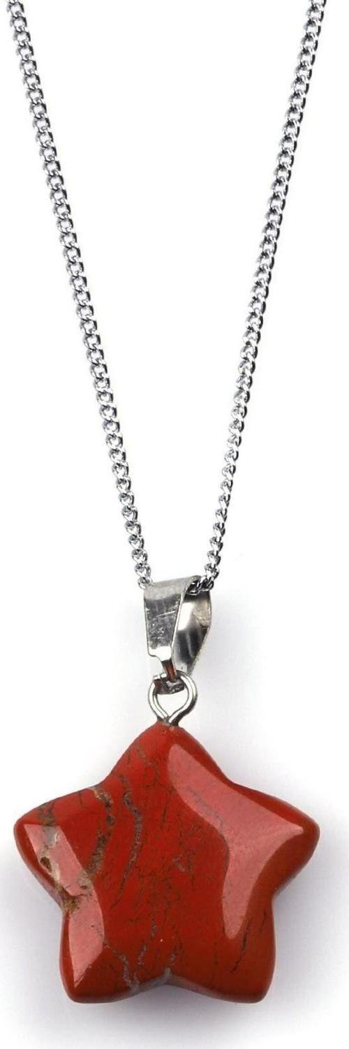 Sertifikalı Jasper Doğal Taş Yıldız Kesim Kolye