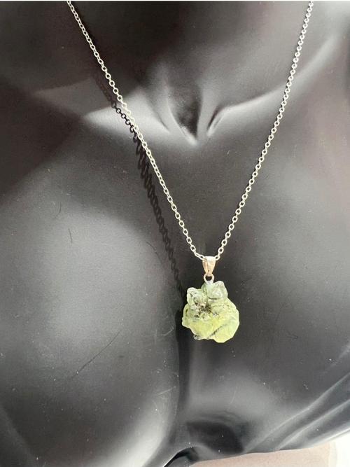 Sertifikalı Orijinal Işlenmemiş Doğal Taş Prehnite Kolye