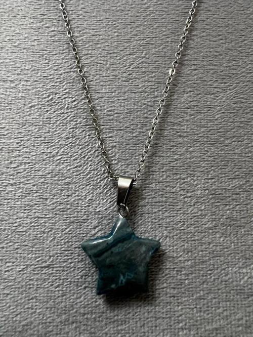 Sertifikalı Apatit Doğal Taş Yıldız Kesim Kolye Sürpriz hediyeli