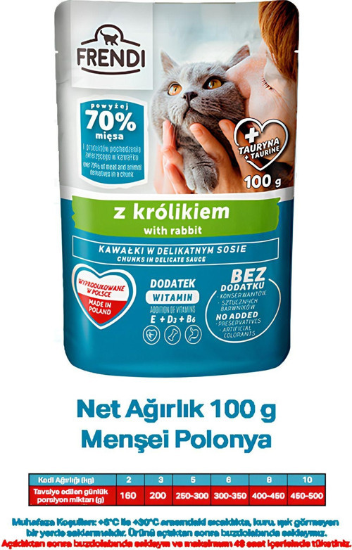 Lezzetli Soslu Tavşanlı Kedi Maması (100Gr)