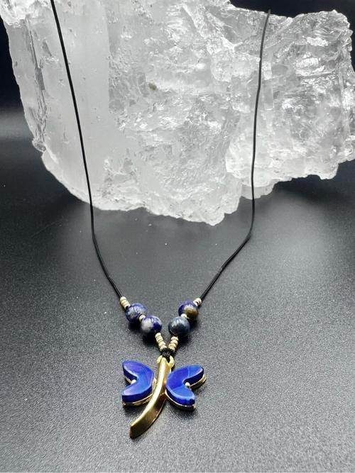 Sertifikalı Lapis Lazuli & Sedef Doğal Taş Tasarım Kolye Yusufcuk Detaylı AAA Kalite