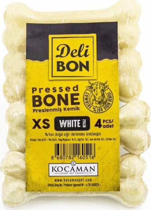 Delibon Deri Köpek Çiğneti Pres Kemik 4X7Cm 7Cm White