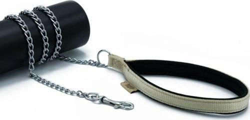 Peltovebutik Konforlu Dokumadan El Yapımı Zincirli Köpek Gezdirme Kayışı 2X110Cm - Khaki