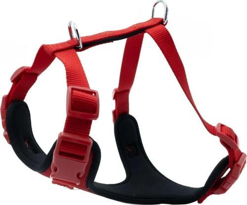 Petlove Havalı Dokumadan El Yapımı Köpek Göğüs Tasması M-2X55-65Cm - Red