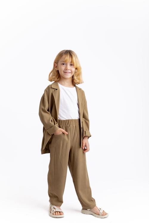 Unisex Klasik Keten Pantolon Caramel