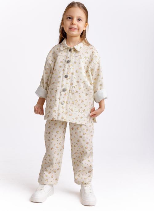 Çiçek Desenli Gabardin Kız Çocuk Ceket