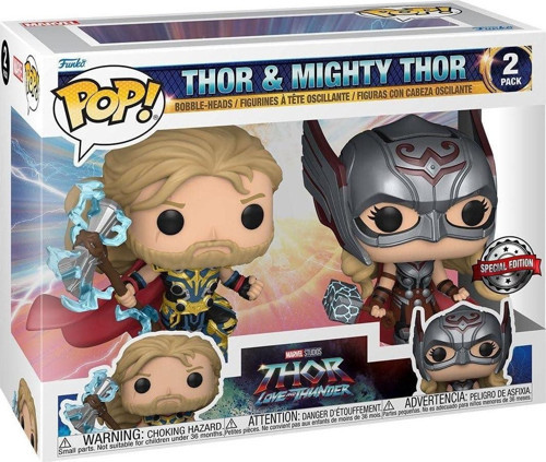 Pop Marvel 2-Pack: Thor Love And Thunder - Thor & Mighty Thor Special Edition Bobble-Head
