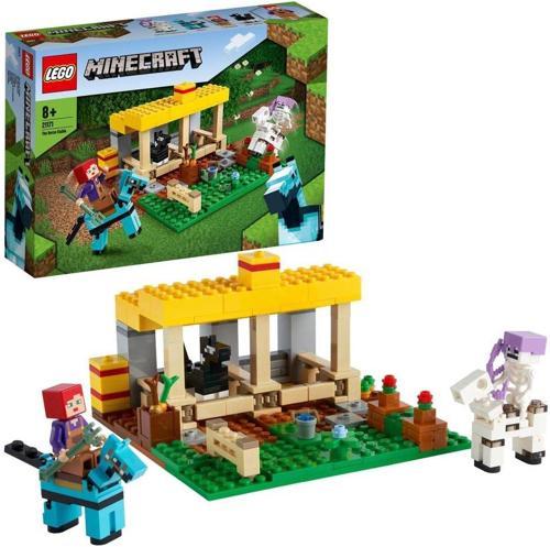 Minecraft At Ahırı 21171 Yapım Seti; Çocuklar Için Eğlenceli Minecraft Çiftlik Oyuncağı, İskele