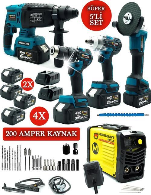 ProGP 5'Li Set Kaynak Makinesi Kırıcı Delici Matkap Taşlama Bijon Sökme Vidalama Set