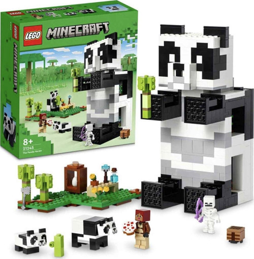 Minecraft Panda Barınağı 21245-8 Yaş Ve Üzeri Çocuklar İçin Panda Gibi Görünen Ve Hareket Ede