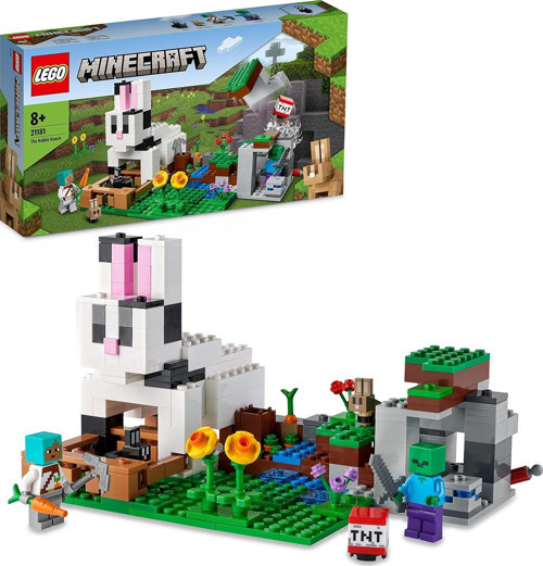 Minecraft Tavşan Çiftliği 21181 – Macera Oyunlarını Seven Çocuklar İçin Tavşan Evi İçeren Yar