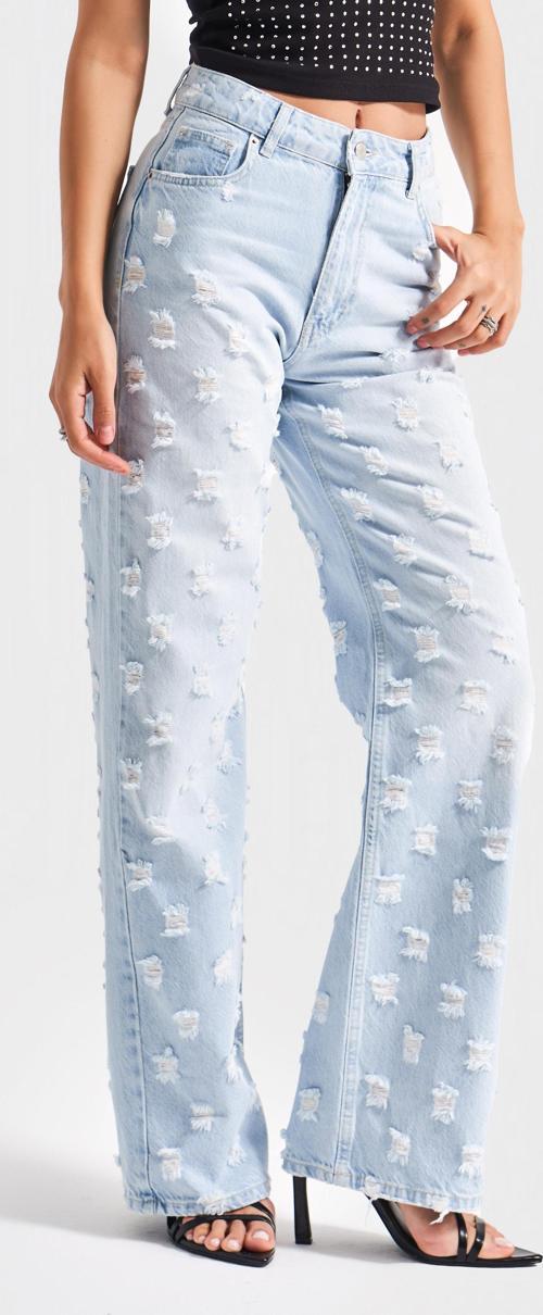 Kadın Snow Kot Rengi 10s5-100 Kumaş Özellikli Straight Fit %100 Koton Tasarım Denim Jean