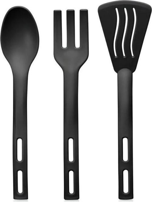3lü Mini Plastik Spatula Kaşık Çatal Servis Seti Takımı