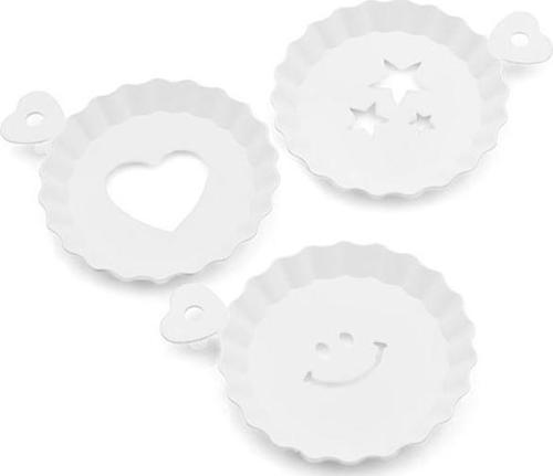 3lü Plastik Tatlı Kahve Pasta Süsleme Tabağı Kalıbı Şablonu Beyaz