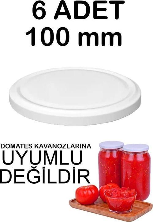 6 Adet 10cm Metal Kavanoz Kapağı Beyaz