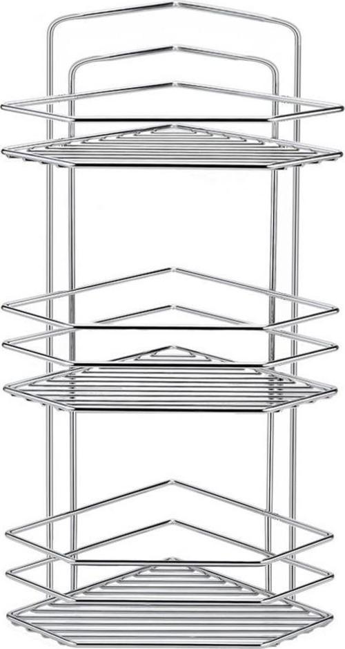 Metal 3 Katlı Krom Beşgen Banyo Köşeliği Şampuanlık Organizer