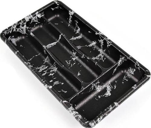 Plastik 4 Bölmeli Siyah Çekmece İçi Kaşıklık Organizer Düzenleyici 36CM×20CM