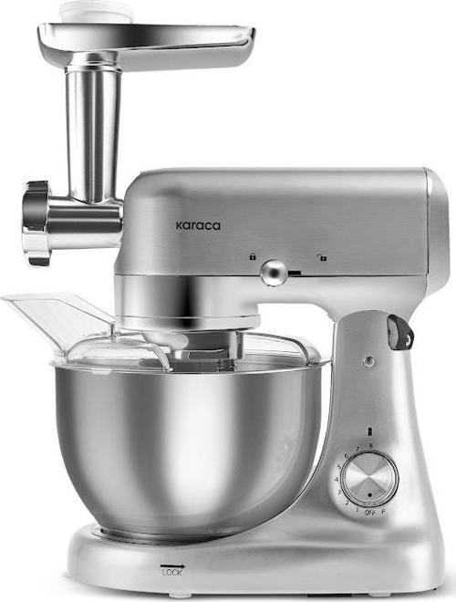 Multicast Plus Döküm Kıyma Çekme/Sucuk-Sosis/İçli Köfte/ Kurabiye Aparatlı Hamur Yoğurma Makinesi Silver 1000W 5L