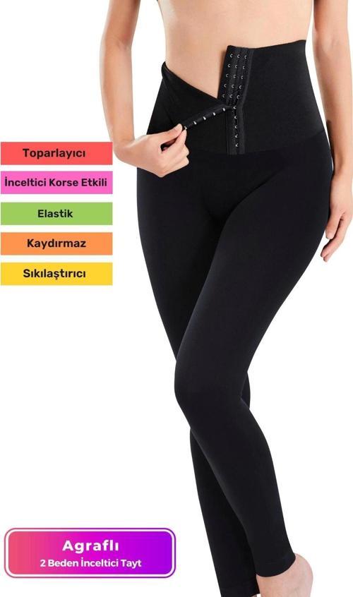 Premium Kısmı Duble Çift Kat Garanti İki Beden İnceltir Toparlayıcı Agraflı Yüksek Bel Lazer Tayt