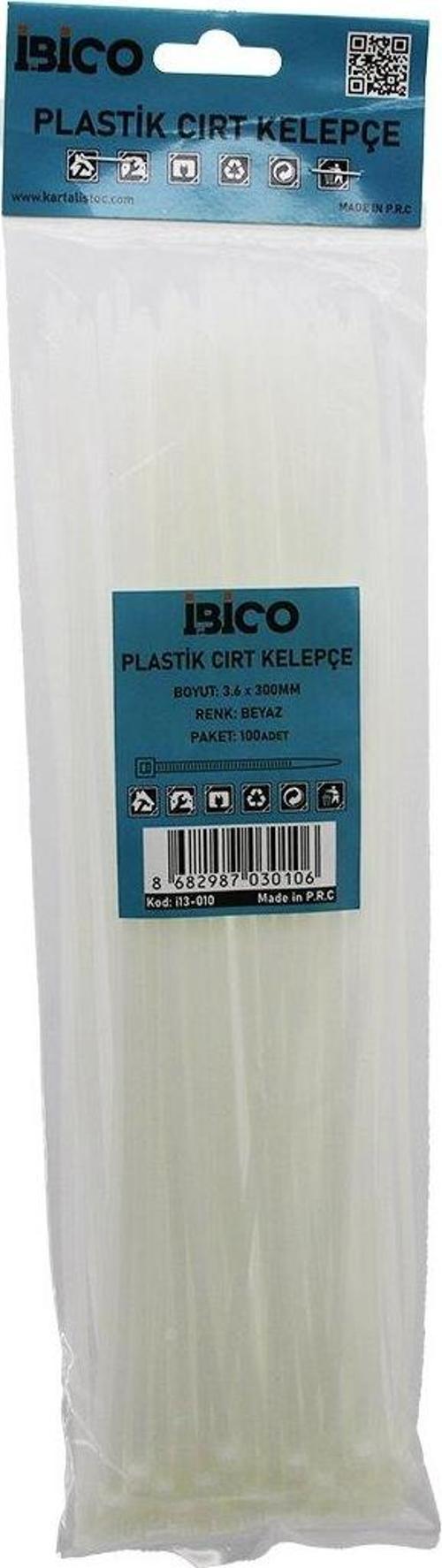100PCS BEYAZ   3.6X300MM  PLASTİK CIRT KELEPÇE (2818)