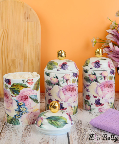 Rose Deluxe Büyük Porselen Baharat Takımı 3'lü