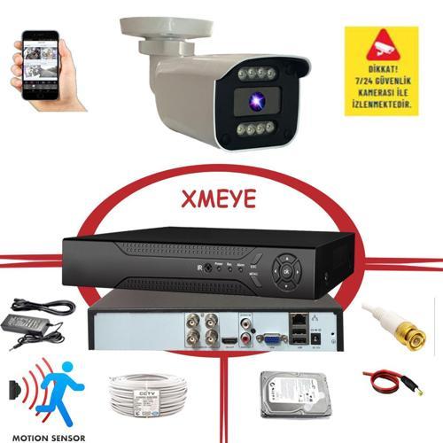 1 Kameralı Hareket Algılayan 5 Mp Lens 8 Warm Led Gece Renkli Gösteren Güvenlik Kamerasi Seti Bs908