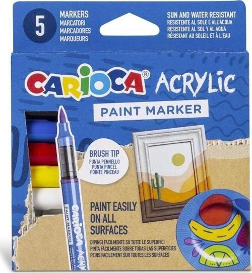 CARIOCA AKRİLİK PAİNT MARKER SU BAZLI FIRÇA UÇLU 5'Lİ