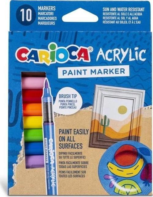 CARIOCA AKRİLİK PAİNT MARKER SU BAZLI FIRÇA UÇLU 10'LU