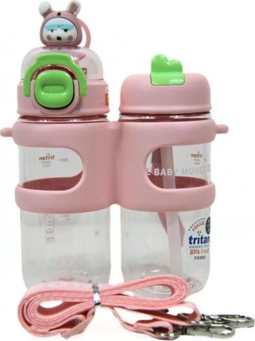 Su Matarası 2 Bölmeli Tritan Pembe 900Ml