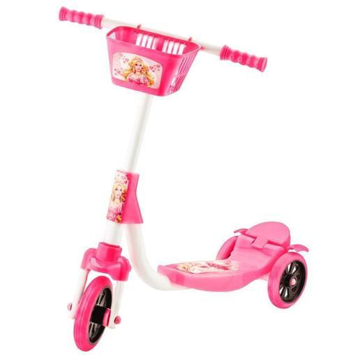 ÜÇ TEKERLEKLİ MANUEL 3 KADEMELİ BARBİE FİGÜRLÜ PEMBE SCOOTER