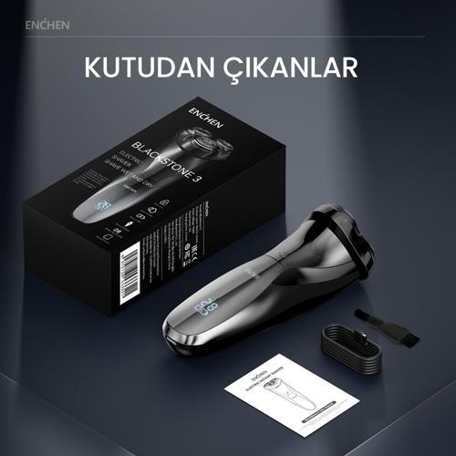 Blackstone 3 Siyah Çift Yönlü Kavisli Bıçaklı Dijital Ekranlı Suya Dayanıklı Şarjlı Tıraş Makinesi