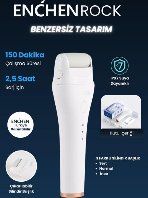 Rock 2 Kademeli 3 Silindir Başlıklı Suya Dayanıklı Şarjlı Nasır Törpü Ayak Bakım Cihazı