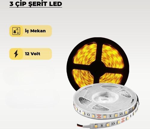 12v İç Mekan Amber Işık Şerit Led 10 Metre