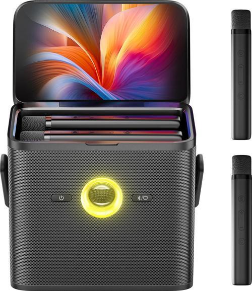Partybox Shell S3 80W Karaoke Bluetooth Hoparlör Seti, 7.1" Dahili Tablet, 2 Kablosuz Mikrofo