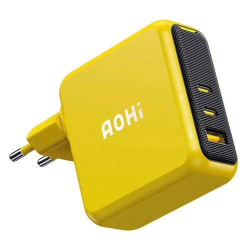 Magcube 3 Portlu Şarj Adaptörü, 140W Şarj Cihazı, GaN+ 100W Hızlı Şarj İstasyonu, Sarı
