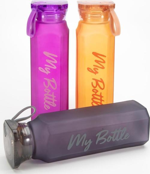 My Bottle 500 Ml 0,5 lt Köşeli Renkli Cam Matara Meyve Suyu İçecek Suluk Su Şişesi