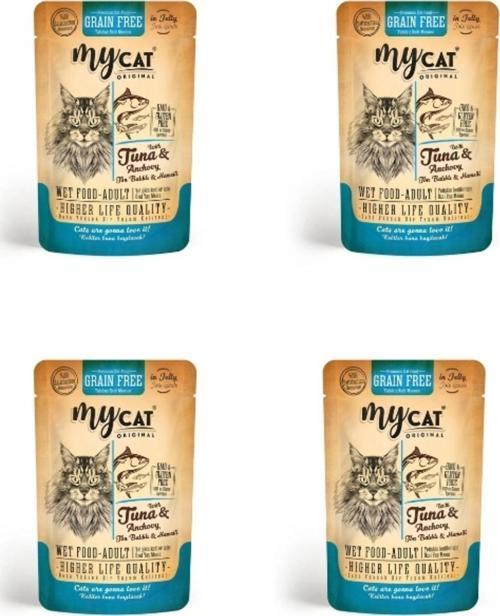 4047-Mycat Hamsi Ve Ton Balıklı Pouch Yaş Mama 85Gr(4Adet)