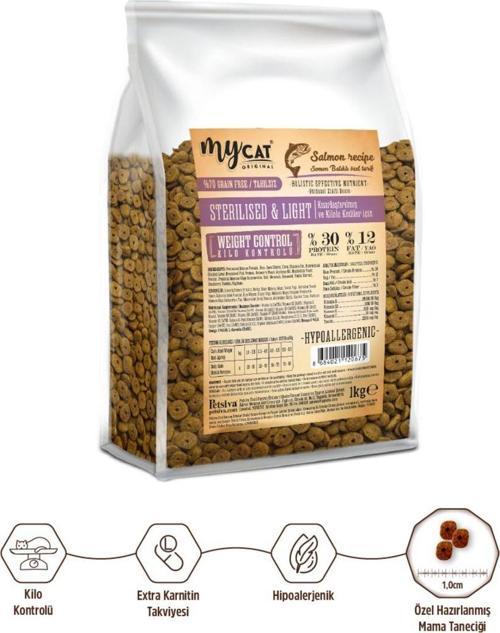 Mycat Original Az Tahıllı Somon Balıklı Diyet & Kısır Kedi Maması 1Kg
