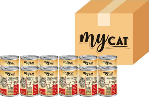 Mycat Sığır Parça Etli Yetişkin Kedi Konserversi 12 Li (400Gr)
