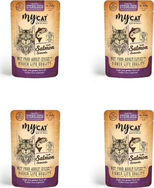 4023-Mycat Somonlu ( Kısırlaştırılmış ) Sterılısed Pouch Yaş Mama 85Gr (4Adet)