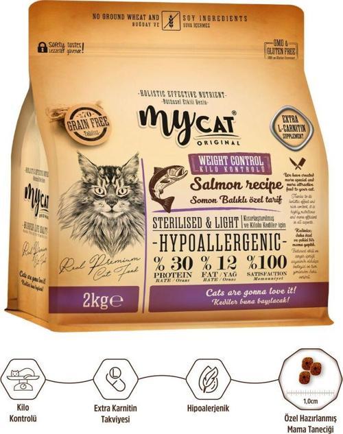 Mycat Az Tahıllı Somon Balıklı Diyet & Kısır Kedi Maması 2Kg