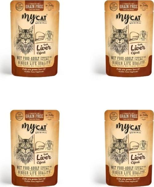 4078-Mycat Ciğerli Pouch Yaş Mama 85Gr (4Adet)