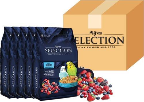 Selection Budgies 10 Çeşit Gerçek Meyve Parçalı Muhabbet Yemi 1Kg ( 5 Li Paket )